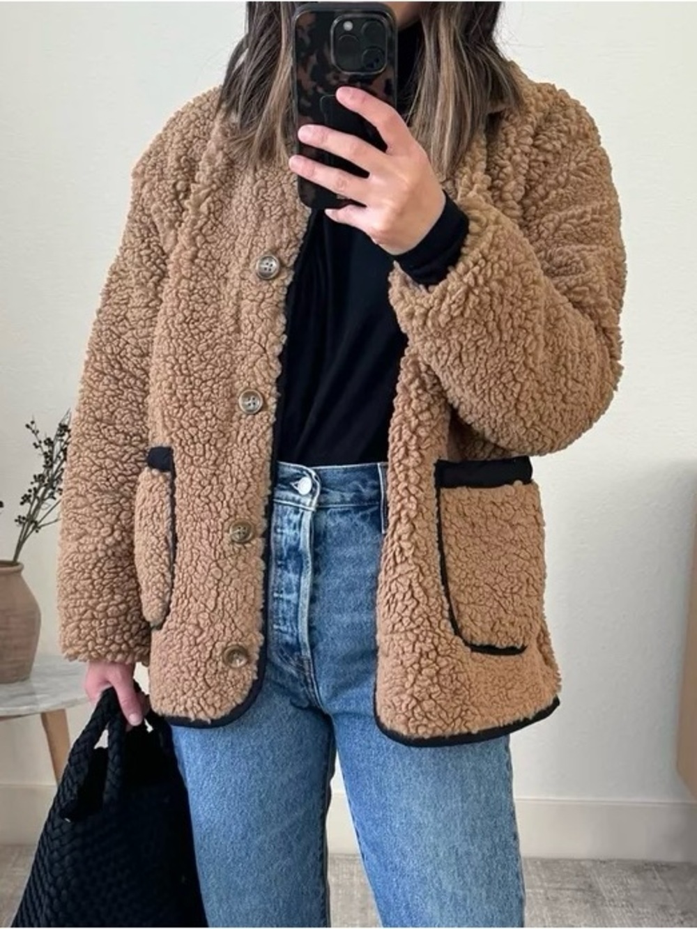J. Crew Faux Sherpa Barn Jacket in Camel